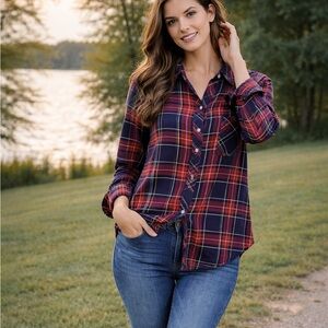 Aerie Plaid Button-Up Flannel Shirt | Cozy Casual Layer